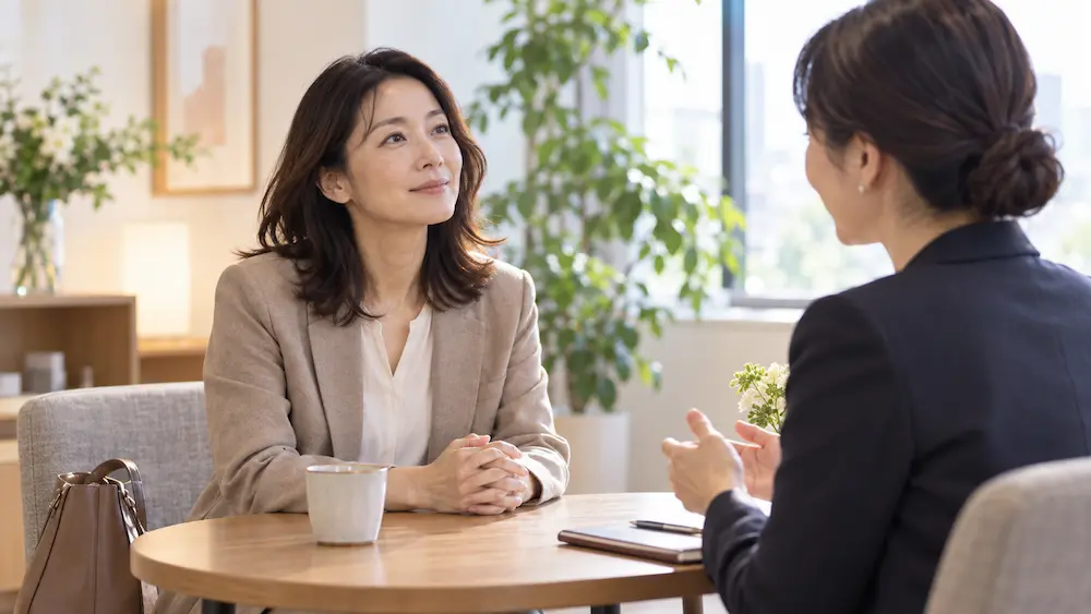 37歳でツヴァイの担当者に対面で婚活相談をする女性