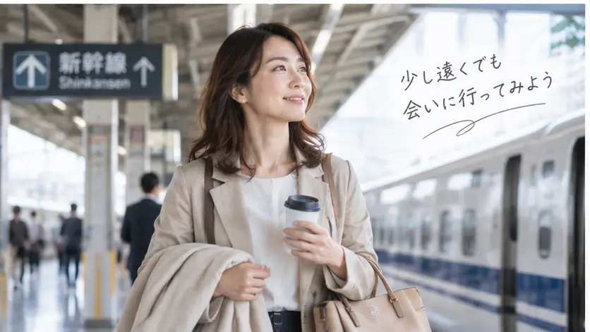 naco-doで県外の男性とのデートへ向かう30代女性
