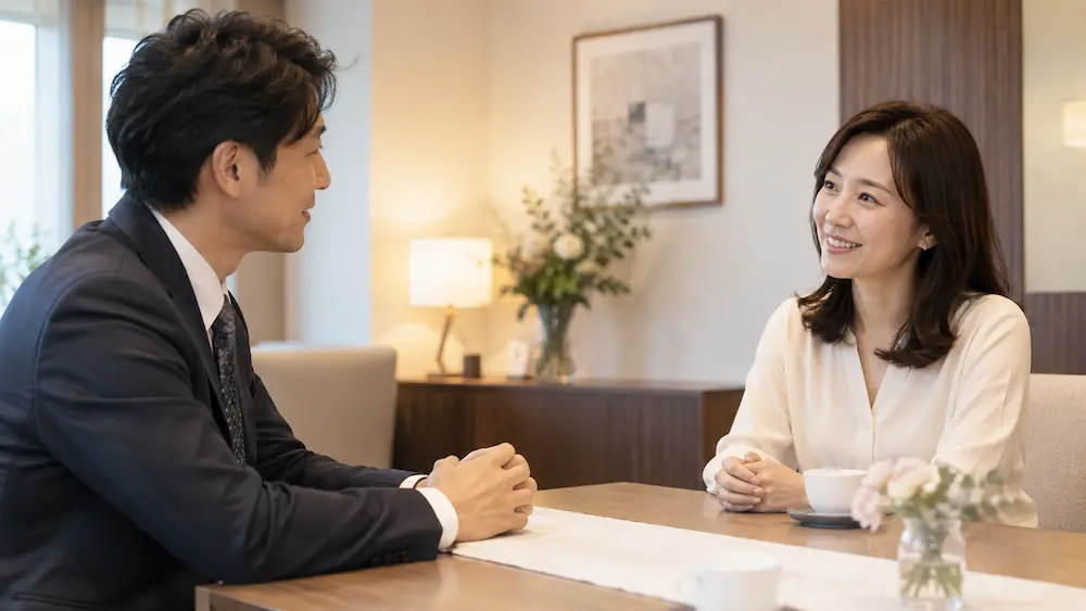 初対面でも自然に会話できる30代後半の男女