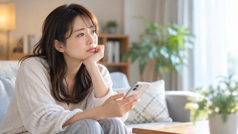 マッチングアプリで婚活がうまくいかず悩んでいる30代女性